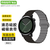 MSSM适用华为手表表带GT6/6pro/5/4/3/5pro/Watch5/4pro/荣耀硅胶磁吸回环表带-黑配灰46/48表盘22mm