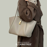 KINSTRDZ托特包包女2025新款大容量真皮通勤高级感翅膀包单肩包生日礼物 风衣灰Gray-（牛皮）