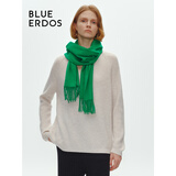 BLUE ERDOS100%山羊绒围巾披肩纯色简约百搭时尚礼物保暖流苏设计 松柏绿 180*30