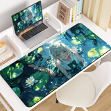 聚盈丰 鼠标垫大号桌垫笔记本键盘垫电脑办公锁边可爱卡通电竞包边游戏桌垫800*300*2mm 水神芙卡