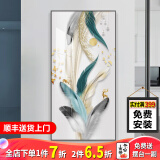 守灯人入户玄关装饰画北欧轻奢艺术玄关画竖版入门ins抽象客厅壁画走廊过道墙壁装饰画 C款 50*100黑框无玻璃+油画布