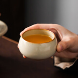 祥业哥窑主人杯单杯可养喝功夫茶杯家用陶瓷茶具个人品茗杯茶盏汝窑 黄汝窑聚香杯