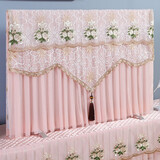 正诺（zhengnuo） 蕾丝纱电视机罩防尘罩布艺挂式曲面液晶电视机盖布盖巾多用巾 左岸花粉-开机不取 75寸