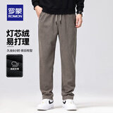 罗蒙灯芯绒高端加绒加厚保暖休闲裤男士春秋中青年宽松直筒长裤子棉裤 610H卡其 【加厚款】 L (175) 适合125-140斤