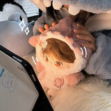 鲨鱼棉花娃娃公仔20cm娃衣服男女毛绒玩偶睡衣鞋子明星娃套装 呆鲨粉色娃衣+裤子+鞋子 搭扣（经典款）