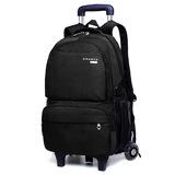迪嘉乐 大容量拖杆书包中小学生男生拉杆书包爬楼轮式书包可拆卸背包3-9 黑色两轮