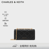 CHARLES&KEITH质感菱格链条小方钱包女包包女包生日礼物女CK6-10680924 Black黑（新2.0） XS