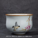 容山堂官窑彩绘茶杯大小号可养开片主人杯单个杯盏品茗杯功夫茶具 官窑茶杯-蕙心兰质