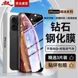暴走【3片装-贴坏包赔】适用苹果xsmax钢化膜 iPhonexsmax手机膜 高清高透非全屏无黑边抗指纹玻璃贴膜