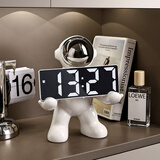 贝汉美（BHM）创意宇航员闹钟摆件简约现代家居客厅卧室时钟床头柜装饰品 白银色
