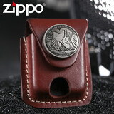 ZiPPO Zippo打火机原装正品棕色皮套新款徽章黑色真牛皮美国正版配件鹰十字架 棕色美元