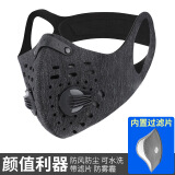 西骑者（WestBiking）骑行口罩户外运动防雾霾男女防尘防风面罩透气带呼吸阀 挂耳双阀灰色-内置1滤片