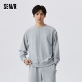 森马[大森]卫衣男士针织打底圆领柔软内搭家居服睡衣长袖上衣 浅花灰00202 175/92A/L