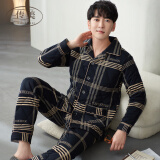 传美（Chuanmei）冬季男士睡衣纯棉夹棉三层加厚保暖男式棉袄可外穿大码家居服套装  MT6042 175【XL】