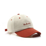 佰思腾 帽子女男韩版日系拼色水洗牛仔鸭舌帽街头户外运动防晒遮阳棒球帽 砖红 可调节