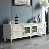 一具一家美式实木电视柜茶几组合纯实木复古家具2.2米美式乡村电视机柜 【全原木打造】蛋奶白2.4M