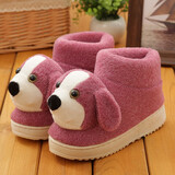 熊猫牛牛 冬季保暖棉拖鞋男包跟卡通家居可爱室内女毛毛厚底月子高帮棉鞋 紫色 245mm 合适37-38的脚