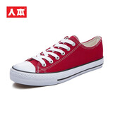 人本 春秋平底板鞋经典帆布鞋百搭布鞋潮牌港风休闲男鞋子 大红 40 女