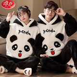 浪莎（LangSha）情侣装睡衣男女士冬季加厚珊瑚绒保暖青少年卡通款家居服冬天套装 LM4413 XL 女码165-170CM/118-135斤