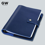 George Willsons 真皮笔记本子头层牛皮革本软皮皮面本a5活页本可拆卸高档商务工作记事本 A5活页搭扣真皮-蓝色