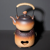 容山堂粗陶茶壶煮茶器茶具套装泡茶壶烧水壶电陶炉围炉煮茶碳炉酒精炉 两用粗陶炉-矮款祥云钮提梁 780ml