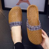 DOGHC竹拖鞋 夏季藤草编织凉拖鞋轻便居家情侣男女透气草席竹编