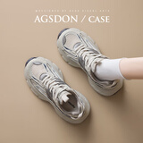 奥古狮登（Agsdon）老爹鞋女秋冬新款复古厚底增高运动鞋女休闲鞋 W243368 灰蓝 38