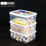 nakaya日本冰箱保鲜盒塑料密封食品级收纳盒水果冷冻饺子盒大号储物 冰箱冷冻盒【日本产】 3件套 2L