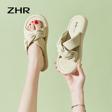 ZHR凉拖女夏季外穿交叉绑带拖鞋子女一字带纯色女鞋