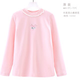 多妙屋女童打底衫儿童棉秋冬半高领加绒长袖上衣宝宝白色洋气t恤 小鹿  粉色  10299 120 适合115-125cm