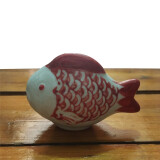 景德镇中式古典青花小摆件陶瓷漂浮鱼鱼缸装饰观赏工艺品 LICHEN 红色小号鱼