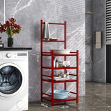 晏新老式洗脸盆架落地式农村洗脸架子带镜子家用简易多层置物架卫生间 升级顶配款四层置物【板】-紫红