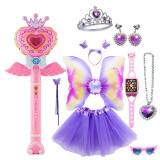 云露萍营儿童魔法棒小魔女孩玩具公主蝴蝶翅膀彩色套装 紫色11件套