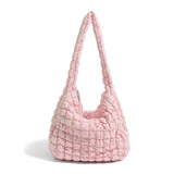 天丂单肩包女褶皱云朵包包2024七夕休闲百搭泡泡大容量通勤单肩包 云朵包【粉色35*28】