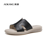 奥康（Aokang）女鞋时装拖一字拖外穿休闲百搭舒适女士凉鞋1224821081黑39码
