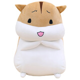 可爱胖仓鼠抱枕公仔布娃娃玩偶毛绒玩具老鼠公仔睡觉靠枕送女生情人节生日礼物 棕开心-可插手款 40厘米【送玫瑰花】