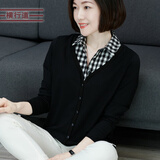 横行道2026新款女装假两件翻领休闲宽松t恤上衣服打底衫拼接体恤春装 黑色 XL