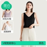 简云小吊带背心女内搭打底衫缎面性感可外穿宽松薄款V领无袖上衣夏季 【背心款-V领】黑色 L 【适合100-120斤】