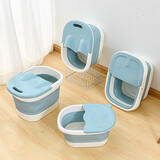 北杉（BEiSHAN） 泡脚桶折叠足浴盆足浴桶家用带滚轮高脚洗脚盆泡脚盆手提洗脚桶  加高款可折叠（清新蓝）