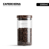 CAFEDE KONA密封罐 玻璃食品零食咖啡防潮无铅玻璃瓶罐子 储物罐 1000ml装豆约400g