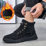 回力 Warrior 棉靴男士冬季保暖高帮休闲鞋 户外耐磨马丁靴防撞工装皮鞋 WPM(WZ)-0052 黑色 39