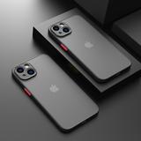 云粼 适用苹果13手机壳磨砂透明iPhone13Pro保护套镜头全包13ProMax防摔壳mini壳 苹果13【黑色+全屏钢化膜】