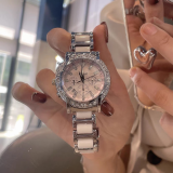 凯度（GAIDU）轻奢小众手表正品名牌时尚机械风镶钻陶瓷大表盘女士石英表礼物 陶瓷粉（送高档礼盒套装）