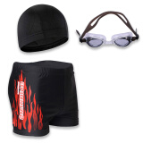 柯帛（KEBO） 游泳裤套装 男士 平角舒适速干 泳帽 泳镜 鼻夹耳塞 黑色三件套 XL90-120斤