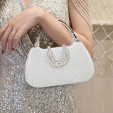 丝芙伦（seefulun）新年晚宴包细闪手提包女手拿包放手机礼服宴会包包红毯走秀包 银色