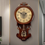 凯恩斯（KAIENSI） 挂钟客厅钟表欧式复古时钟摇摆石英钟表电波创意木质挂表家用 1340GL数字金属盘-进口丽.声机芯 12英寸