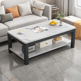 富禾茶几客厅家用茶桌钢化玻璃茶台仿岩板大理石茶几轻奢沙发边几桌子 亏本跑量【加粗钢架】白大理石纹色100cm