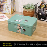 畅信达手机锁定自律盒子儿童带锁的化妆收纳盒铁学生储物密码盒子小箱子 清新小鹿小号图案随机-钥匙锁