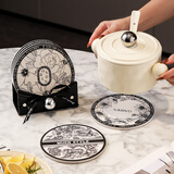 漫时光陶瓷锅垫隔热垫餐桌垫防烫防滑耐高温砂锅垫饭桌碗垫杯垫子 丛林国风隔热锅垫（6个+收纳盒）