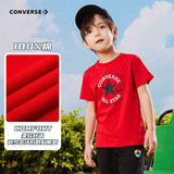 Converse 匡威儿童装男童短袖t恤夏季新款打底大童透气小女孩半袖运动T恤 学院红-中性 130 /64 【建议身高116-122cm】